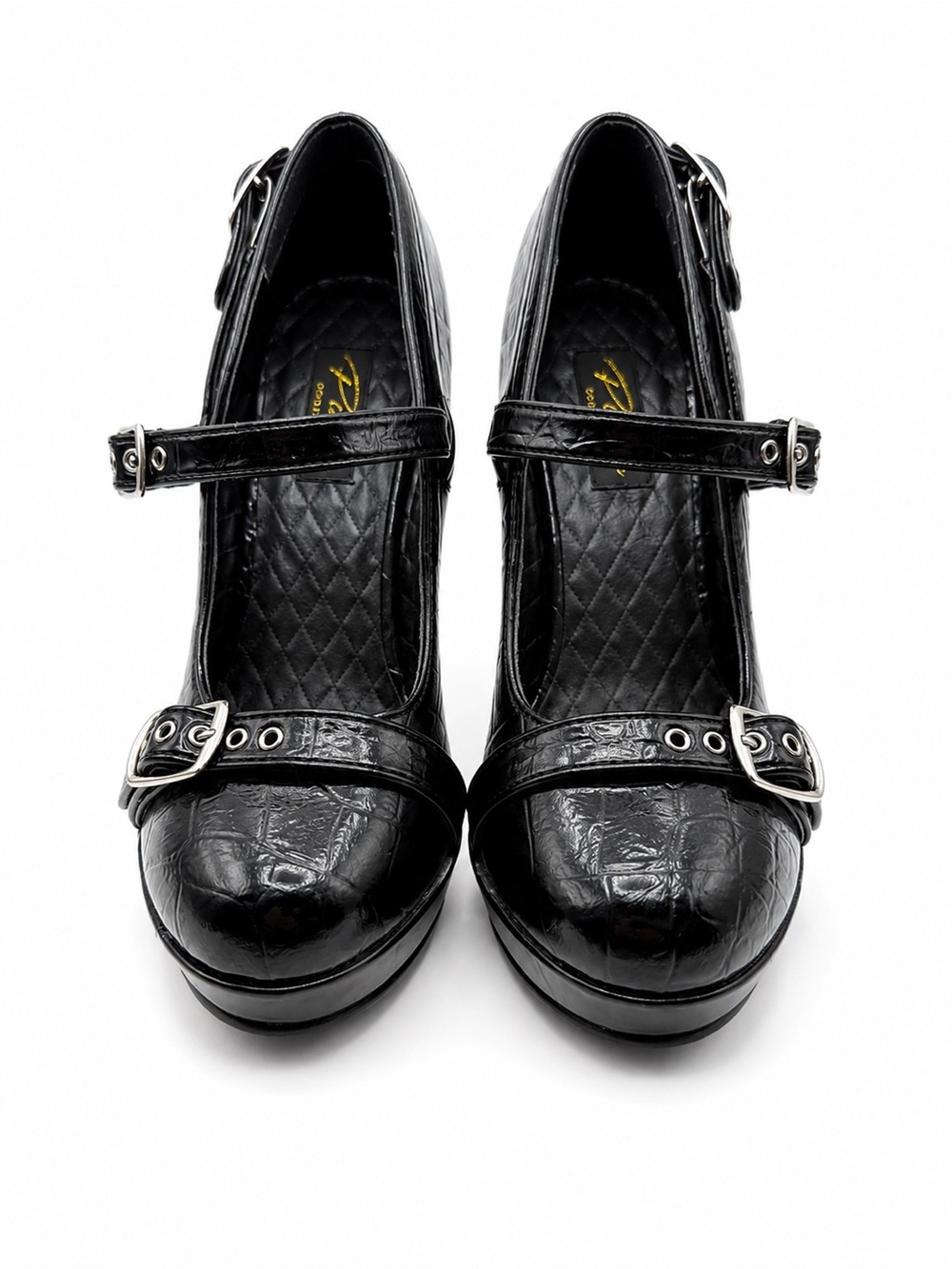Black Buckle-Strap High Heel Pumps - Women - Picture 2 of 4